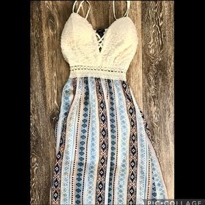 Beautiful backless maxi dress with lace top